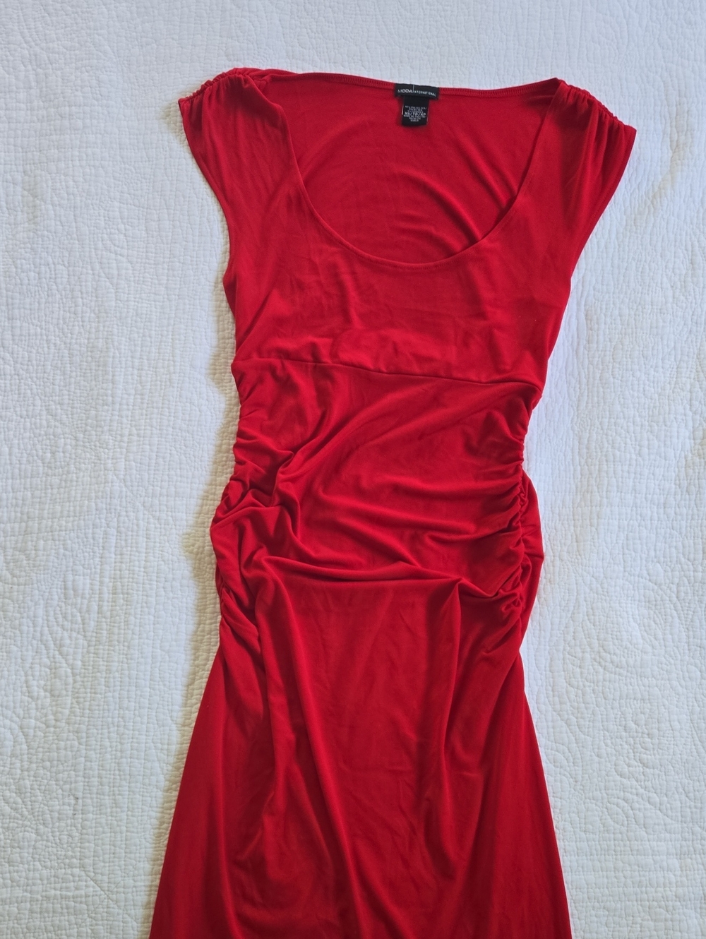 Moda International Red Stretch Scoop-Neck Top